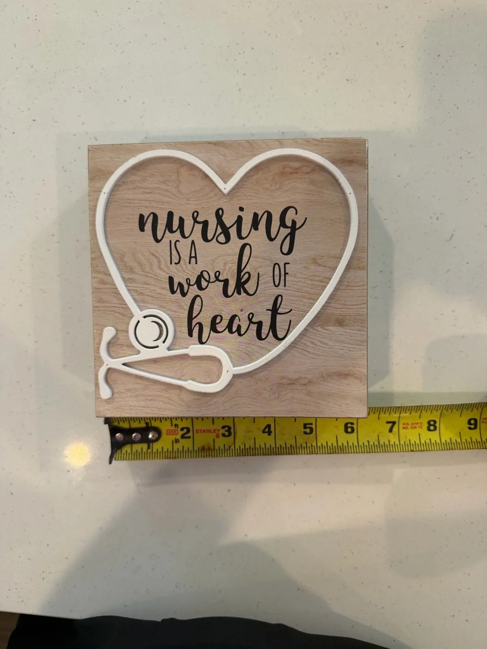 Nursing Is a Work of Heart Wooden Wall Accent - White Stethoscope Detail